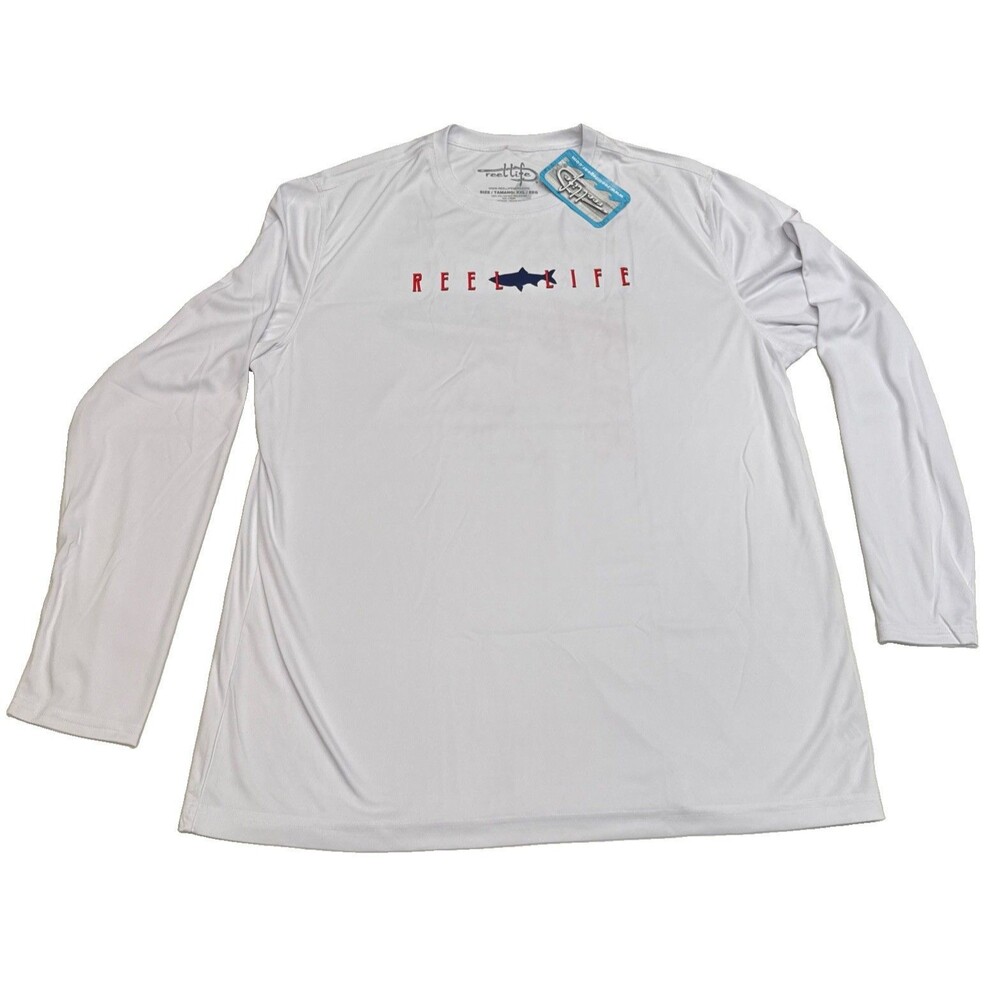 Reel Life Shirt Mens Sz 2XL White Long Sleeve Sun Ray Defender Series New w Tags